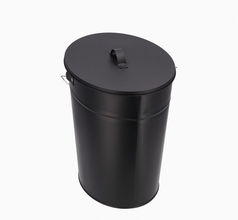 Kohleneimer | Ascheeimer | oval | schwarz | 24 Liter | mit Deckel | Klimaworld.com