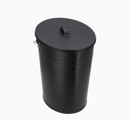 Kohleneimer | Ascheeimer | oval | schwarz | 24 Liter | mit Deckel | Klimaworld.com