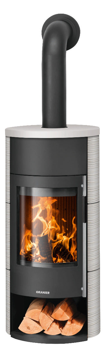 Oranier Kaminofen Polar Neo W+ | Stahl Schwarz, Keramik Seidenweiß | klimaworld.com