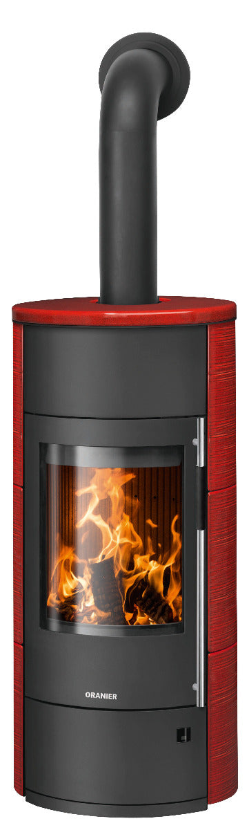 Oranier Kaminofen Polar Neo W+ | Stahl Schwarz, Keramik Paprikarot| klimaworld.com