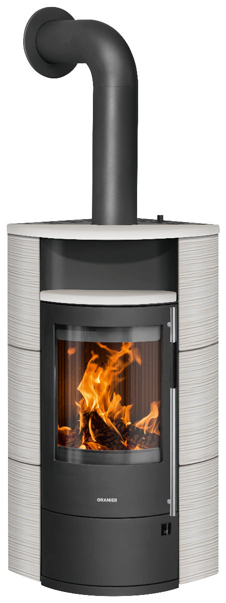 Oranier Kaminofen Polar Neo Eck | Stahl Schwarz, Keramik Seidenweiß | klimaworld.com