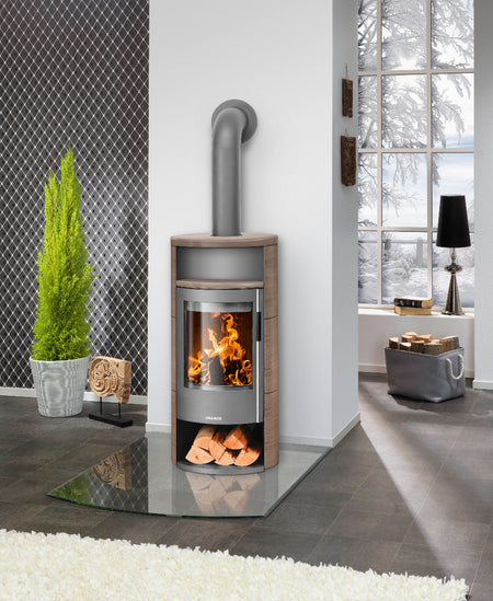 Oranier Kaminofen Polaro Neo 6, Stahl Gussgrau, Keramik Grappa | Holzfach Ambiente | klimaworld.com