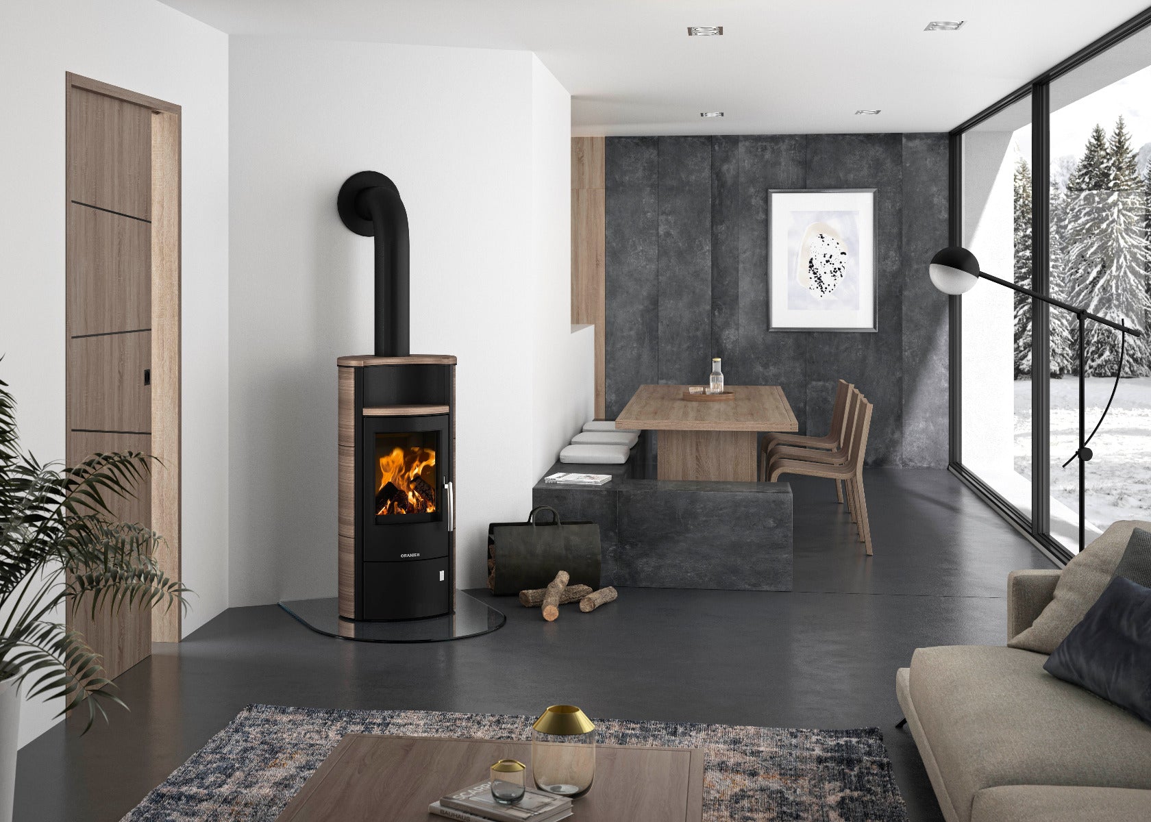 Oranier Kaminofen Pori 5 Stahl Schwarz, Keramik Grappa, Ambiente | klimaworld.com