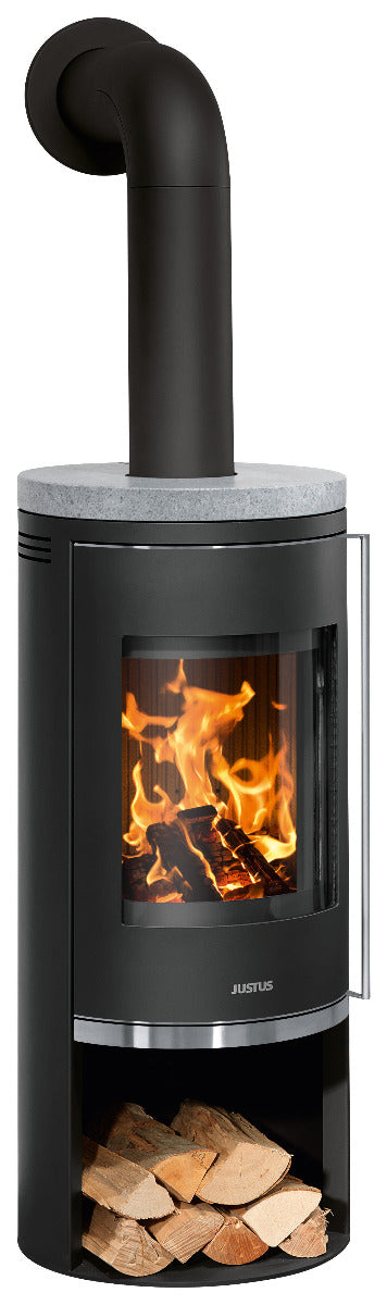 Justus Kaminofen Faro 2.0 Stahl Schwarz, Top Speckstein | klimaworld.com