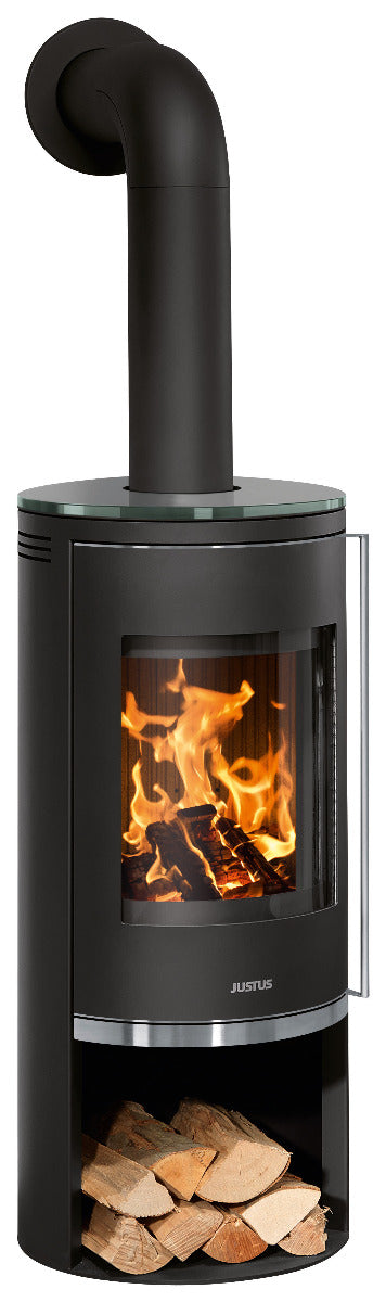 Justus Kaminofen Faro 2.0 Stahl Schwarz, Top Glas  | klimaworld.com