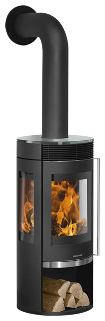 Oranier Kaminofen Rota Tre 2.0 Stahl Schwarz, Abdeckplatte Glas | klimaworld.com