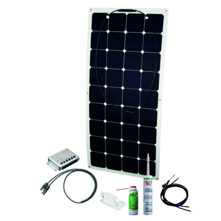 Caravan Solar-Kit mit Solarmodul, Regler, Batteriekabel und Cleaner