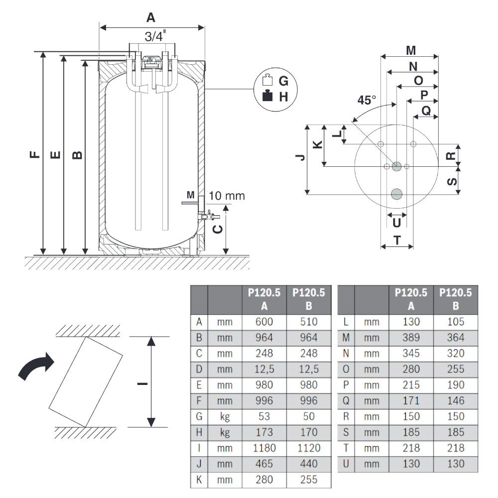BUDERUS | Pufferspeicher | Logalux P120.5 W | 120 Liter 