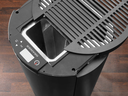 Oranier Pelletofen Carus 2.0 Stahl Schwarz Pellettank | klimaworld.com