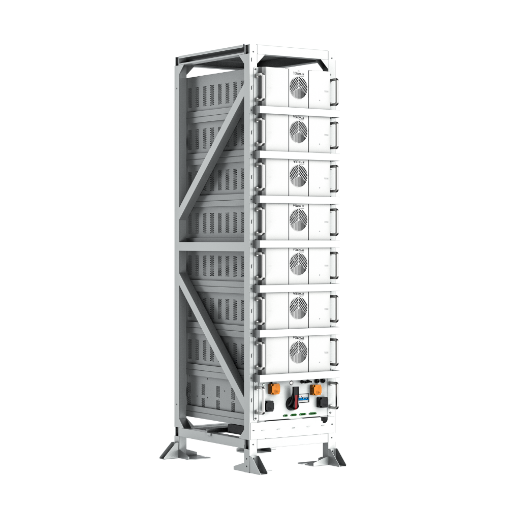 Weisser Solax Batterieturm mit 7 Batteriemodulen und einer Steuereinheit | klimaworld.com
