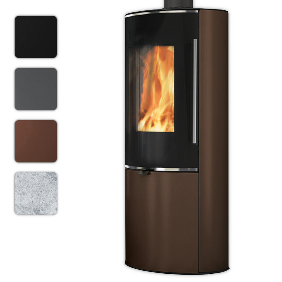 Edilkamin Kaminofen Tally GL INT mit bronze Verkleidung und Flammenbild, Farbwahlkacheln links | klimaworld.com