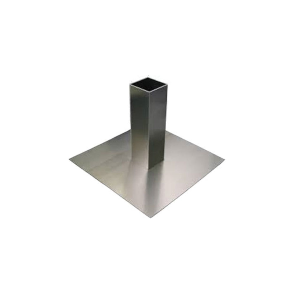 FDF-03 Flachdachfuss: Metallplatte mit mittigem, hohlem Vierkantrohr aus Aluminium | Klimaworld.com
