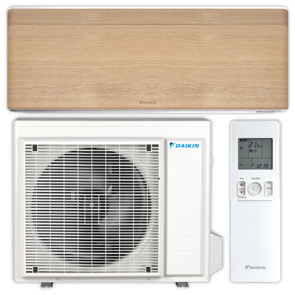 DAIKIN Split Klimaanlage Set | Stylish | Light Wood | 5,0 kW