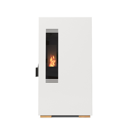 weisser Pelletofen Skinny Mod. 6 mit Sichtfenster aufs Feuer | Klimaworld.com