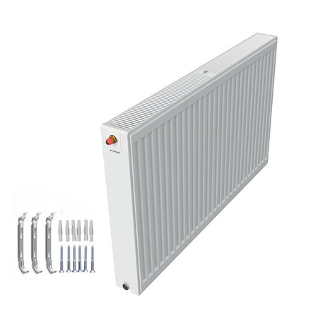 Profilierter Ventilkompaktheizkoerper 2.0 Logatrend in Weiss mit integriertem Ventil links und Montagematerial | Klimaworld.com