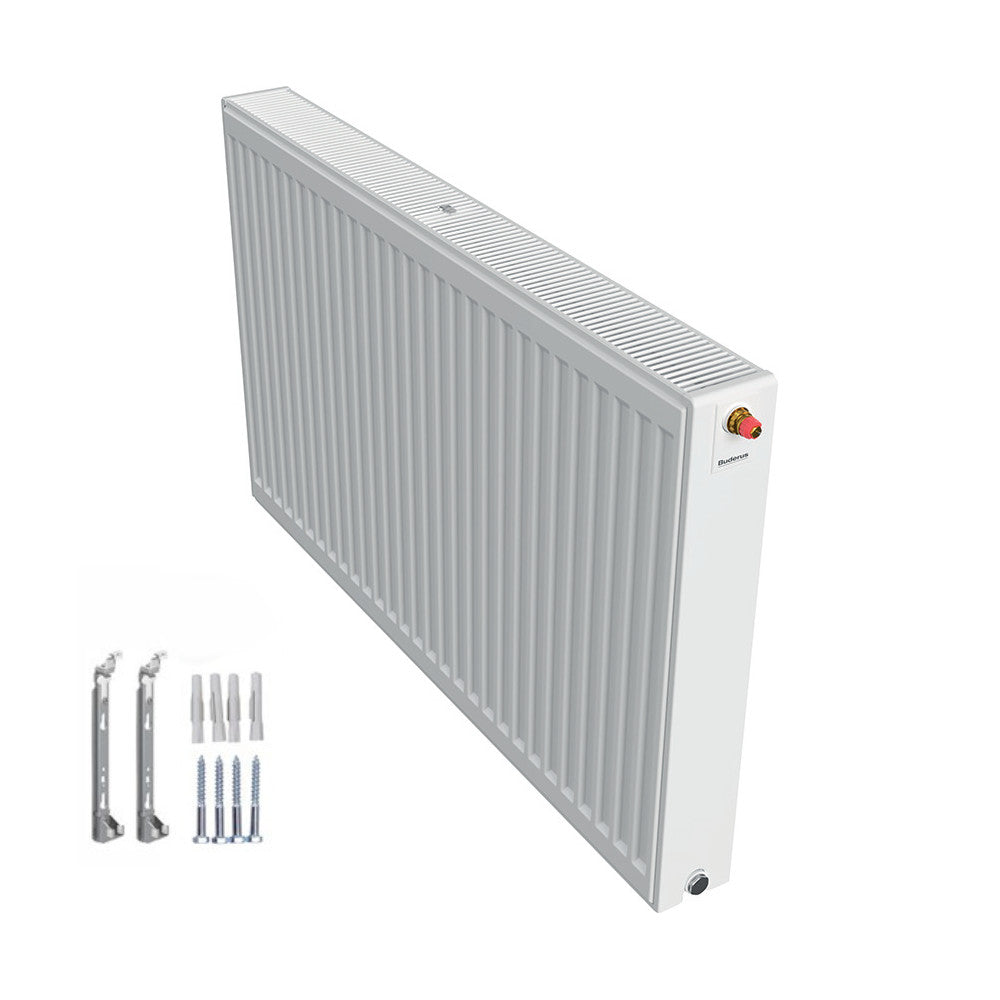 Profilierter Ventilkompaktheizkoerper 2.0 Logatrend in Weiss mit integriertem Ventil rechts und Montagematerial | Klimaworld.com