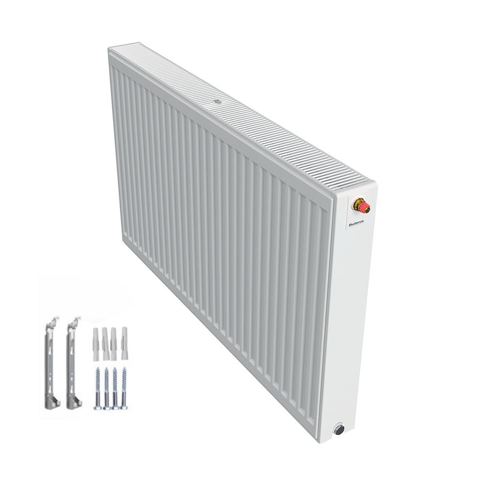 Profilierter Ventilkompaktheizkoerper 2.0 Logatrend in Weiss mit integriertem Ventil rechts und Montagematerial | Klimaworld.com
