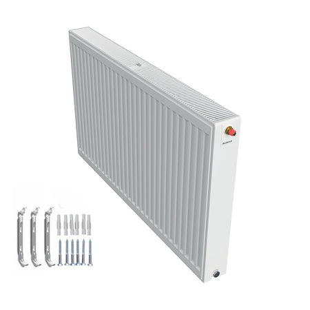 Profilierter Ventilkompaktheizkoerper 2.0 Logatrend in Weiss mit integriertem Ventil rechts und Montagematerial | Klimaworld.com