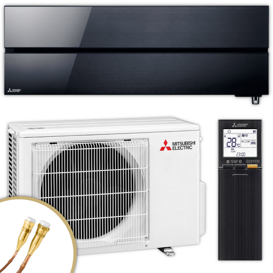 Mitsubishi Klimaanlage Set | MSZ-LN | Hyper Heating | Onyx Black | 3,5 kW Quick-Connect
