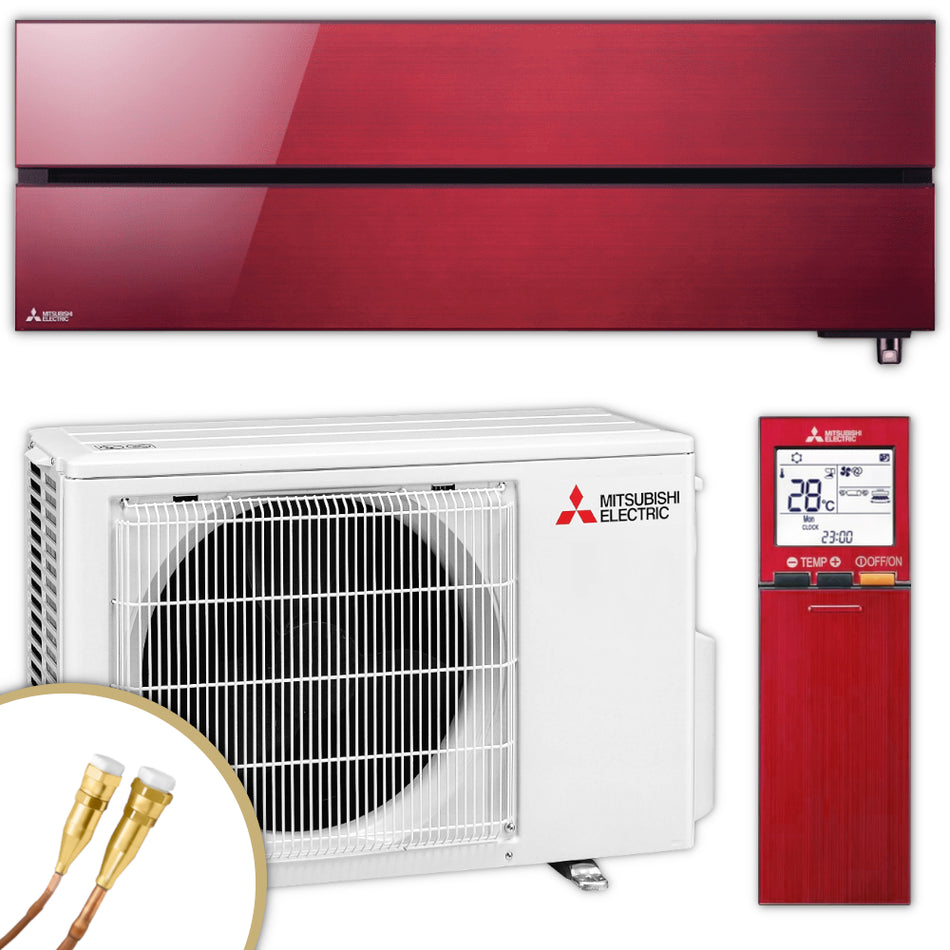 Mitsubishi Klimaanlage Set | MSZ-LN | Hyper Heating | Ruby Red | 3,5 kW Quick-Connect