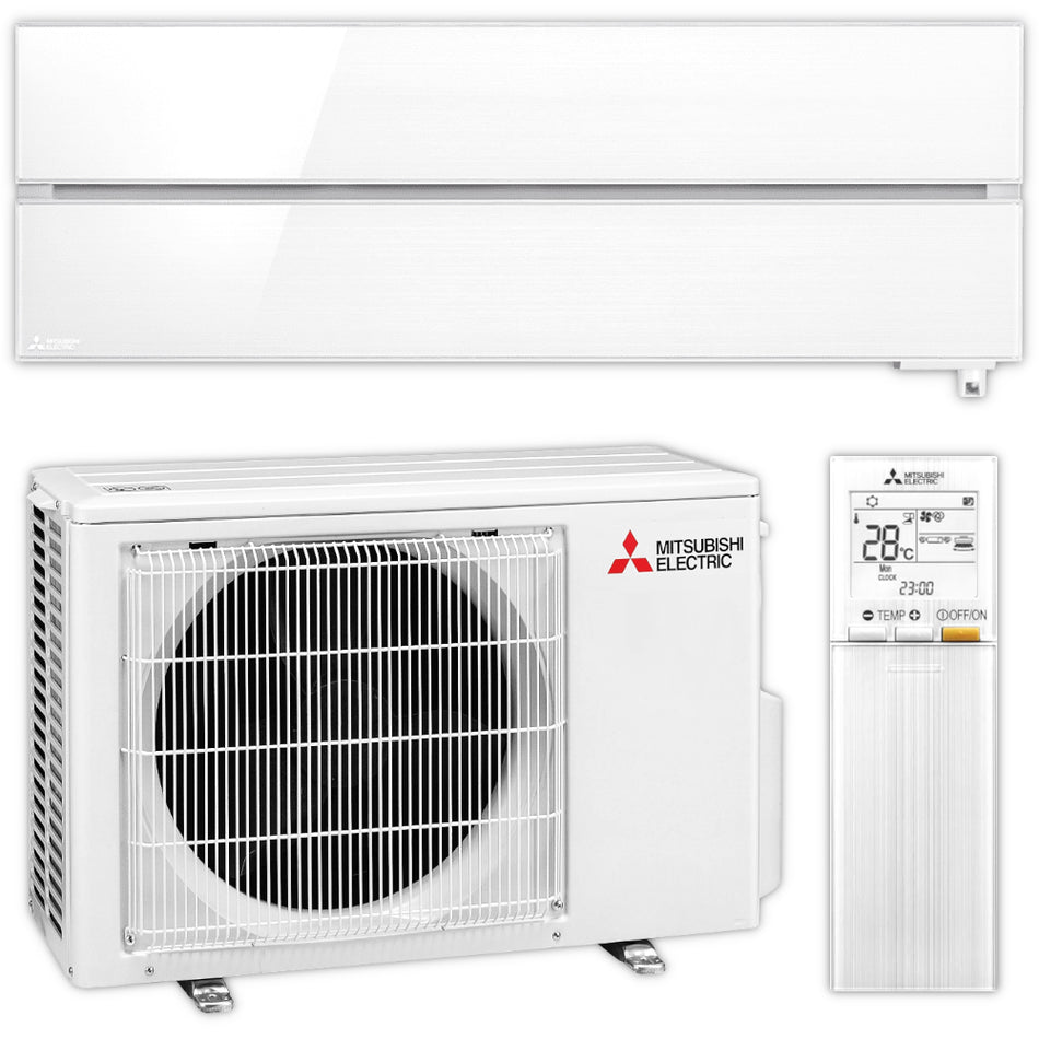 Mitsubishi Klimaanlage Set weisses Wandgeraet Diamond MSZ-LN mit weissem Aussengeraet und weisser Fernbedienung | Klimaworld.com
