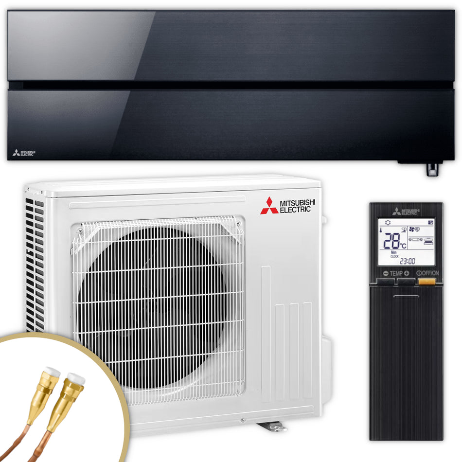 Mitsubishi Klimaanlage Set | MSZ-LN | Hyper Heating | Onyx Black | 5,0 kW Quick-Connect