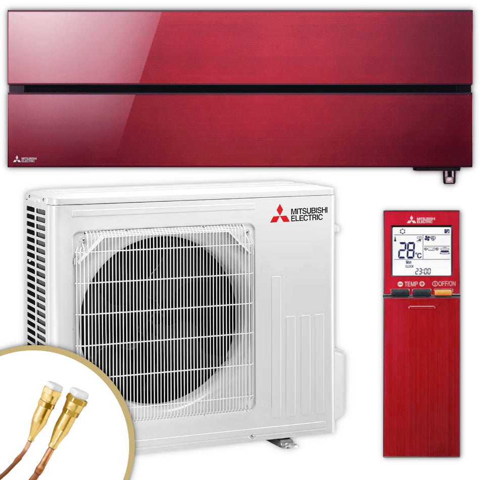 Mitsubishi Klimaanlage Set | MSZ-LN | Hyper Heating | Ruby Red | 5,0 kW Quick-Connect