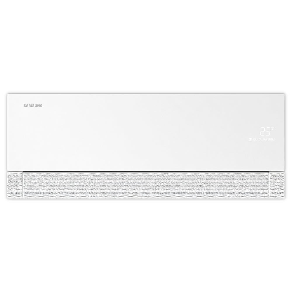 Samsung Klimaanlage Wandgeraet WindFree Première/+ weiss, mit dezenter 23°-Anzeige und feinem Lochraster an unterer Front | Klimaworld.com