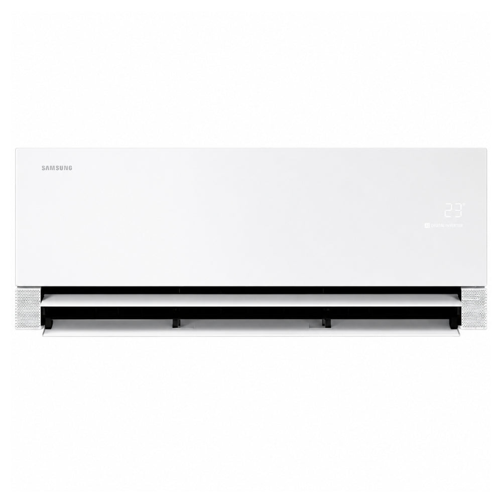 Samsung Klimaanlage Wandgeraet WindFree Première/+ weiss, mit offener Luftklappe unten und dezenter 23°-Anzeige | Klimaworld.com
