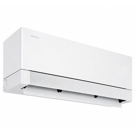 Samsung Klimaanlage Wandgeraet WindFree Première/+, weiss, schraeg von unten, Luftklappe teilweise offen | Klimaworld.com
