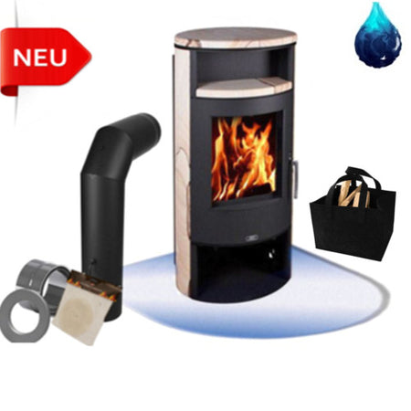 SET Wasserführender Kaminofen ABX Island Aqua Sandstein 10 kW 