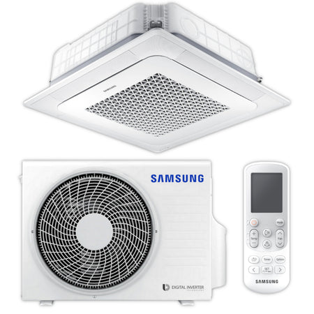 Samsung Mini-Deckenkassette WindFree Klimaanlage Set in Weiss mit Innengeraet, Aussengeraet und Fernbedienung | Klimaworld.com
