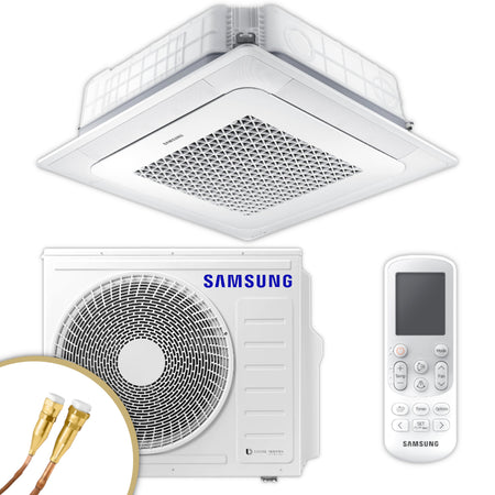 Samsung Mini-Deckenkassette WindFree Klimaanlage Set in Weiss mit Innengeraet, Aussengeraet, Quick-Connect Leitungen, Fernbedienung | Klimaworld.com