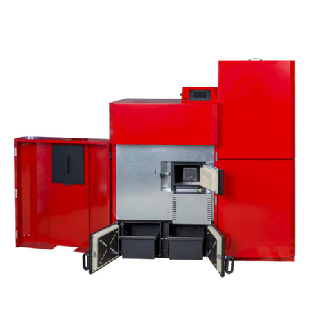 ThermoFlux Pelletheizkessel PellFlux Lambda 18 mit 18 kW, Türen offen|Klimaworld.com