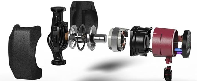 Umwälzpumpe Grundfos Alpha 2 25-60 Heizungspumpe 180mm einzelteile