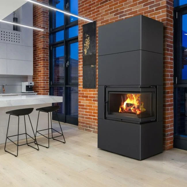 Kratki Kaminofen Simple 8 - 2-seitig rechts | Bausatz schwarz | 8 kW - Ambientebild