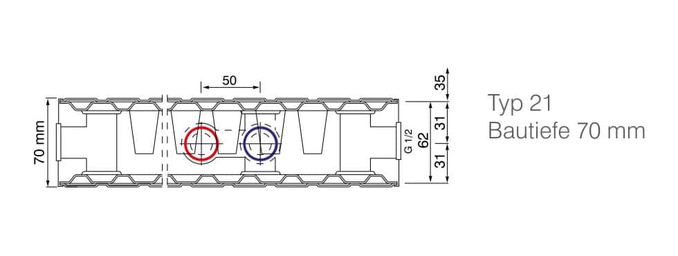 HM Heizkoerper | Ansicht Aufbau Konvenktonsbleche und Heizplatten GALANT - Typ 21 | www.klimaworld.com