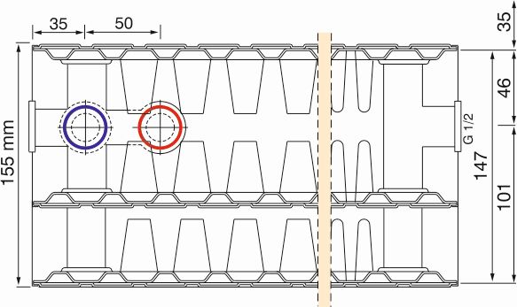 HM Heizkoerper | Ansicht Aufbau Konvenktonsbleche und Heizplatten THEMA NT - Anschluss links | www.klimaworld.com