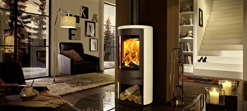 Kaminofen Aprica, schwarz lackiert Keramik Bianco 4kW