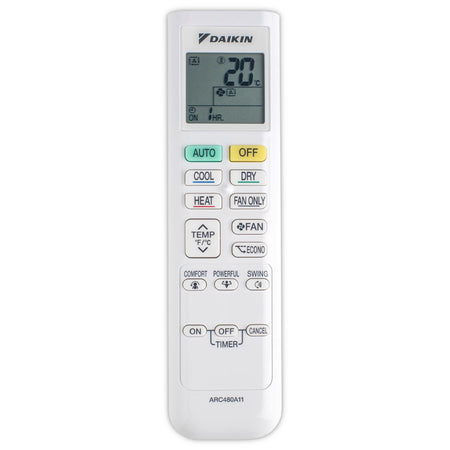 Daikin Fernbedienung ARC480A11 mit LCD Anzeige, Tasten fuer Auto, Kuehlen, Heizen, Ventilator und Timer | Klimaworld.com