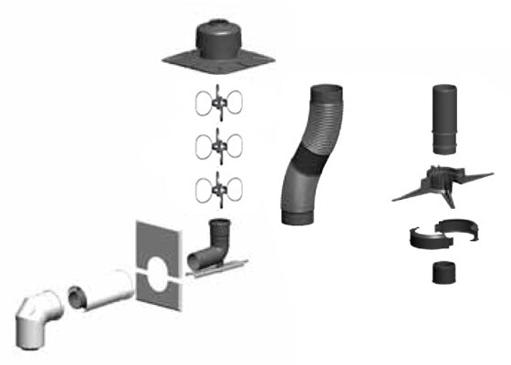 ATEC Komplettpaket Schacht  flexibel 0580, DN80/125 - DN60 bis 14m, raumluftunabhängig