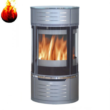ABX Kaminofen Atrium stahlgrau 7 kW inkl. Glas-Abdeckplatte
