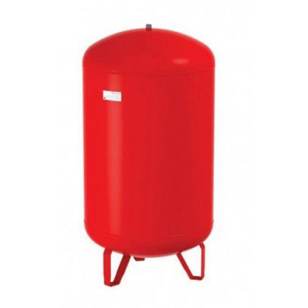 Rotes Flamco Membran-Druckausdehnungsgefaess mit rundem Korpus und stabilen Standfuesen fuer Heizungsanlagen | Klimaworld.com
