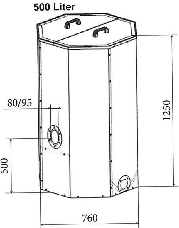 Pelletbehälter 500 Liter PB 500 Pelletsilo Maße