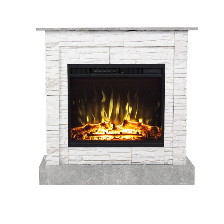 Aflamo LED Standkamin | Vigo Stone weiss/beton