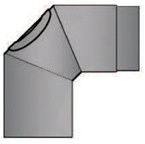Rauchrohrbogen 3-teilig 90° mit Tür Durchmesser 130mm