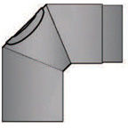 Rauchrohrbogen 3-teilig 90° mit Tür geschliffen Durchmesser 200mm