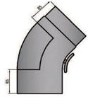 Rauchrohrbogen gezogen 45° mit Tür Durchmesser 130mm