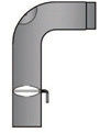 Rauchrohrbogen gezogen 90° mit Tür und Drosselklappe Durchmesser 130mm