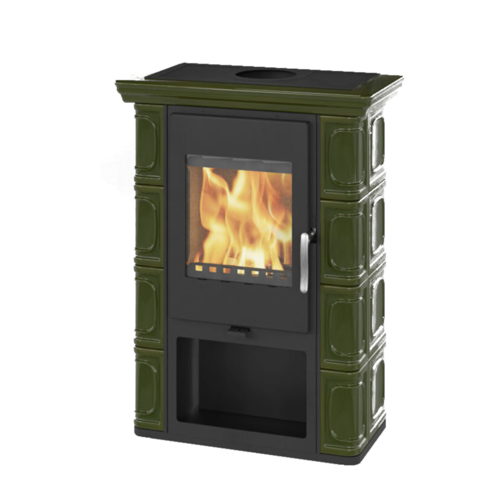 Thorma Kaminofen BORGHOLM Exclusive Keramik Olivgrün 6 kW | www.klimaworld.com
